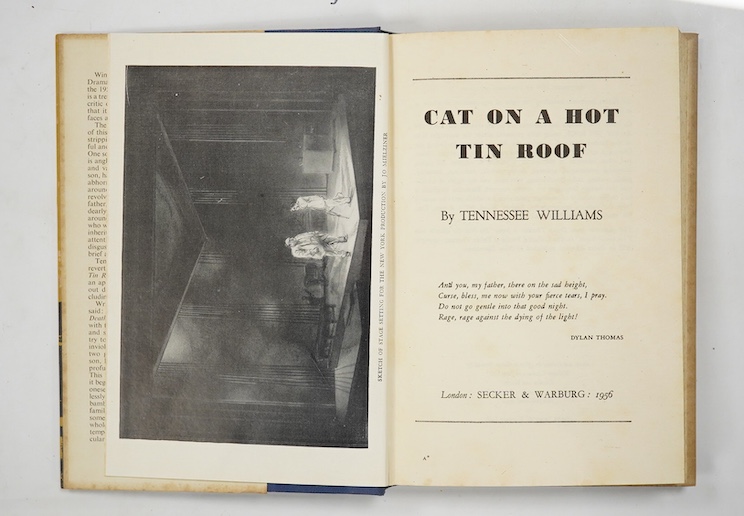 Williams, Tennessee - Cat On a Hot Tin Roof, 1st English edition, blue cloth, with unclipped d/j, Secker and Warburg, London, 1956